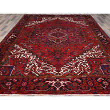 Load image into Gallery viewer, 8&#39;7&quot;x10&#39;10&quot; Pomegranate Red, Hand Knotted Evenly Worn Pure Wool, Old Persian Heriz, Good Condition, Sides And Ends Professionally Secured And Cleaned, Sheared Low, Oriental Rug FWR600