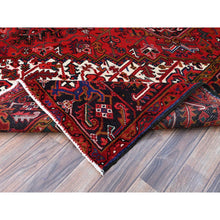 Load image into Gallery viewer, 8&#39;7&quot;x10&#39;10&quot; Pomegranate Red, Hand Knotted Evenly Worn Pure Wool, Old Persian Heriz, Good Condition, Sides And Ends Professionally Secured And Cleaned, Sheared Low, Oriental Rug FWR600