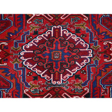 Load image into Gallery viewer, 8&#39;7&quot;x10&#39;10&quot; Pomegranate Red, Hand Knotted Evenly Worn Pure Wool, Old Persian Heriz, Good Condition, Sides And Ends Professionally Secured And Cleaned, Sheared Low, Oriental Rug FWR600