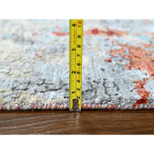 Load image into Gallery viewer, 2&#39;x3&#39; Burnt Orange with Coin Gray, Wool and Silk, Abstract with Fire Mosaic Design, Hand Knotted, Mat, Oriental Rug FWR60618