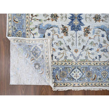 Load image into Gallery viewer, 5&#39;9&quot;x11&#39;10&quot; Pearl White, Oushak With Floral Motifs, Pure Wool, Hand Knotted, Denser Weave, Gallery Size Wide Runner, Oriental Rug FWR60648