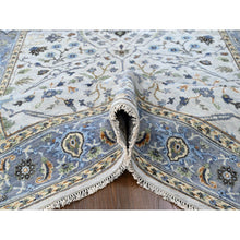 Load image into Gallery viewer, 5&#39;9&quot;x11&#39;10&quot; Pearl White, Oushak With Floral Motifs, Pure Wool, Hand Knotted, Denser Weave, Gallery Size Wide Runner, Oriental Rug FWR60648