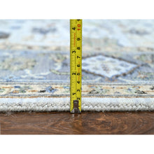 Load image into Gallery viewer, 5&#39;9&quot;x11&#39;10&quot; Pearl White, Oushak With Floral Motifs, Pure Wool, Hand Knotted, Denser Weave, Gallery Size Wide Runner, Oriental Rug FWR60648