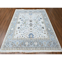 Load image into Gallery viewer, 10&#39;x10&#39; Chiffon White, Hand Knotted, Denser Weave, Oushak with Floral Motifs, Pure Wool, Square, Oriental Rug FWR60660