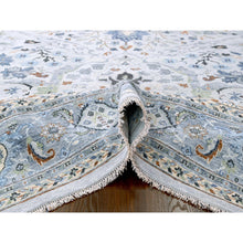 Load image into Gallery viewer, 10&#39;x10&#39; Chiffon White, Hand Knotted, Denser Weave, Oushak with Floral Motifs, Pure Wool, Square, Oriental Rug FWR60660