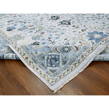 Load image into Gallery viewer, 10&#39;x10&#39; Chiffon White, Hand Knotted, Denser Weave, Oushak with Floral Motifs, Pure Wool, Square, Oriental Rug FWR60660