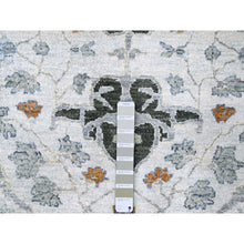 Load image into Gallery viewer, 10&#39;x10&#39; Chiffon White, Hand Knotted, Denser Weave, Oushak with Floral Motifs, Pure Wool, Square, Oriental Rug FWR60660