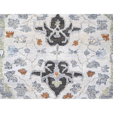 Load image into Gallery viewer, 10&#39;x10&#39; Chiffon White, Hand Knotted, Denser Weave, Oushak with Floral Motifs, Pure Wool, Square, Oriental Rug FWR60660