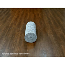 Load image into Gallery viewer, 2&#39;9&quot;x21&#39;9&quot; Cloud Gray Karajeh Design with Tribal Medallions, Hand Knotted, 100% Wool, Natural Dyes, XL Runner, Oriental Rug FWR60666