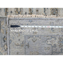 Load image into Gallery viewer, 2&#39;9&quot;x21&#39;9&quot; Cloud Gray Karajeh Design with Tribal Medallions, Hand Knotted, 100% Wool, Natural Dyes, XL Runner, Oriental Rug FWR60666