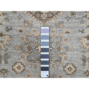 2'9"x21'10" Misty Gray, Pure Wool, Hand Knotted, Karajeh Design with Tribal Medallions, Vegetable Dyes, XL Runner, Oriental Rug FWR60672
