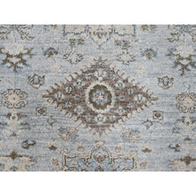 Load image into Gallery viewer, 2&#39;9&quot;x21&#39;10&quot; Misty Gray, Pure Wool, Hand Knotted, Karajeh Design with Tribal Medallions, Vegetable Dyes, XL Runner, Oriental Rug FWR60672