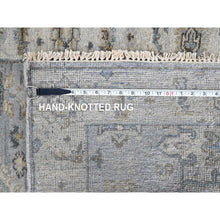 Load image into Gallery viewer, 2&#39;9&quot;x21&#39;10&quot; Misty Gray, Pure Wool, Hand Knotted, Karajeh Design with Tribal Medallions, Vegetable Dyes, XL Runner, Oriental Rug FWR60672