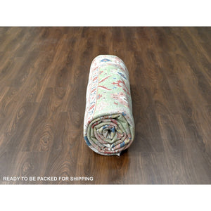 8'10"x11'10" Olive Green, All Over Heriz Design, Natural Dyes, Plush And Lush, Pure Wool, Hand Knotted, Oriental Rug FWR60684