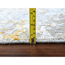 Load image into Gallery viewer, 2&#39;6&quot;x6&#39; Beige With Gold, Abstract Design, Wool And Silk, Hi-low Pile, Hand Knotted, Runner, Oriental Rug FWR60696