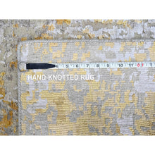 Load image into Gallery viewer, 2&#39;6&quot;x6&#39; Beige With Gold, Abstract Design, Wool And Silk, Hi-low Pile, Hand Knotted, Runner, Oriental Rug FWR60696