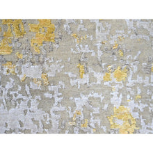 Load image into Gallery viewer, 8&#39;x9&#39;9&quot; Beige With Gold, Abstract Design, Wool And Silk, Hi-low Pile, Hand Knotted, Oriental Rug FWR60702