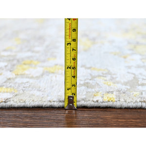 8'x9'9" Beige With Gold, Abstract Design, Wool And Silk, Hi-low Pile, Hand Knotted, Oriental Rug FWR60702