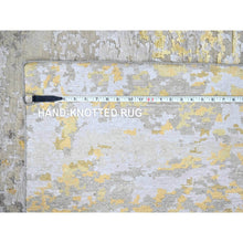 Load image into Gallery viewer, 8&#39;x9&#39;9&quot; Beige With Gold, Abstract Design, Wool And Silk, Hi-low Pile, Hand Knotted, Oriental Rug FWR60702