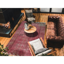 Load image into Gallery viewer, 6&#39;4&quot;x9&#39;3&quot; Blush Red, Overdyed Vintage Turkoman With Intricate Repetitive Gul Motif Pattern, Worn Down, Sheared Low, Zero Pile, Sides And Ends Professionally Secured, Hand Knotted, 100% Wool, Oriental Rug FWR6066