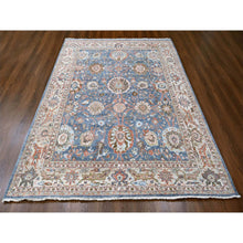 Load image into Gallery viewer, 7&#39;10&quot;x9&#39;8&quot; Aegean Blue, Antiqued Sultanabad Design, Zero Pile, Shaved Low, Distressed, 100% Wool, Hand Knotted, Oriental Rug FWR60720