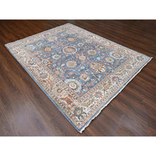 Load image into Gallery viewer, 7&#39;10&quot;x9&#39;8&quot; Aegean Blue, Antiqued Sultanabad Design, Zero Pile, Shaved Low, Distressed, 100% Wool, Hand Knotted, Oriental Rug FWR60720