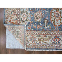 Load image into Gallery viewer, 7&#39;10&quot;x9&#39;8&quot; Aegean Blue, Antiqued Sultanabad Design, Zero Pile, Shaved Low, Distressed, 100% Wool, Hand Knotted, Oriental Rug FWR60720