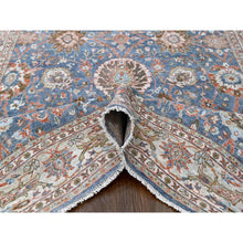Load image into Gallery viewer, 7&#39;10&quot;x9&#39;8&quot; Aegean Blue, Antiqued Sultanabad Design, Zero Pile, Shaved Low, Distressed, 100% Wool, Hand Knotted, Oriental Rug FWR60720