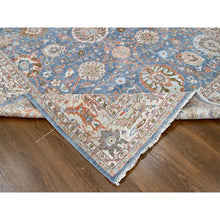 Load image into Gallery viewer, 7&#39;10&quot;x9&#39;8&quot; Aegean Blue, Antiqued Sultanabad Design, Zero Pile, Shaved Low, Distressed, 100% Wool, Hand Knotted, Oriental Rug FWR60720