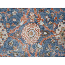 Load image into Gallery viewer, 7&#39;10&quot;x9&#39;8&quot; Aegean Blue, Antiqued Sultanabad Design, Zero Pile, Shaved Low, Distressed, 100% Wool, Hand Knotted, Oriental Rug FWR60720