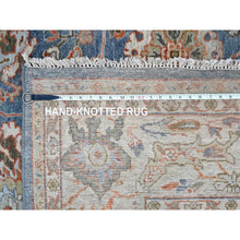 Load image into Gallery viewer, 7&#39;10&quot;x9&#39;8&quot; Aegean Blue, Antiqued Sultanabad Design, Zero Pile, Shaved Low, Distressed, 100% Wool, Hand Knotted, Oriental Rug FWR60720