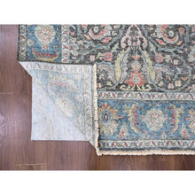 Load image into Gallery viewer, 7&#39;8&quot;x9&#39;6&quot; Charcoal Black, Cropped Thin, Antiqued Zeigler Mahal with Zero Pile, Hand Knotted, 100% Wool, Oriental Rug FWR60804