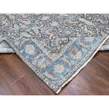 Load image into Gallery viewer, 7&#39;8&quot;x9&#39;6&quot; Charcoal Black, Cropped Thin, Antiqued Zeigler Mahal with Zero Pile, Hand Knotted, 100% Wool, Oriental Rug FWR60804