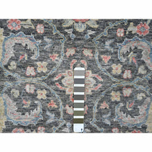 Load image into Gallery viewer, 7&#39;8&quot;x9&#39;6&quot; Charcoal Black, Cropped Thin, Antiqued Zeigler Mahal with Zero Pile, Hand Knotted, 100% Wool, Oriental Rug FWR60804