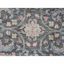 Load image into Gallery viewer, 7&#39;8&quot;x9&#39;6&quot; Charcoal Black, Cropped Thin, Antiqued Zeigler Mahal with Zero Pile, Hand Knotted, 100% Wool, Oriental Rug FWR60804