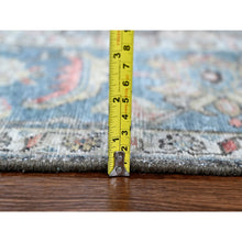 Load image into Gallery viewer, 7&#39;8&quot;x9&#39;6&quot; Charcoal Black, Cropped Thin, Antiqued Zeigler Mahal with Zero Pile, Hand Knotted, 100% Wool, Oriental Rug FWR60804