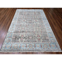 Load image into Gallery viewer, 8&#39;6&quot;x11&#39;5&quot; Charcoal Black, Abrash Persian Design, 100% Pure Wool, Zero Pile, Shaved Low, Hand Knotted, Oriental Rug FWR60810
