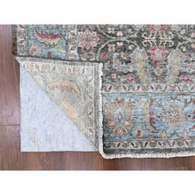 Load image into Gallery viewer, 8&#39;6&quot;x11&#39;5&quot; Charcoal Black, Abrash Persian Design, 100% Pure Wool, Zero Pile, Shaved Low, Hand Knotted, Oriental Rug FWR60810