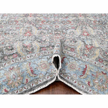 Load image into Gallery viewer, 8&#39;6&quot;x11&#39;5&quot; Charcoal Black, Abrash Persian Design, 100% Pure Wool, Zero Pile, Shaved Low, Hand Knotted, Oriental Rug FWR60810