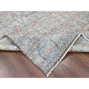 8'6"x11'5" Charcoal Black, Abrash Persian Design, 100% Pure Wool, Zero Pile, Shaved Low, Hand Knotted, Oriental Rug FWR60810