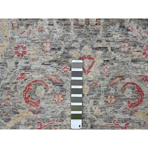 8'6"x11'5" Charcoal Black, Abrash Persian Design, 100% Pure Wool, Zero Pile, Shaved Low, Hand Knotted, Oriental Rug FWR60810