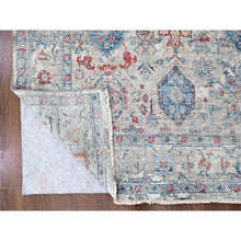 Load image into Gallery viewer, 8&#39;9&quot;x11&#39;9&quot; Shades Of Blue, Antiqued Tabriz Design, Distressed With Abrash, Zero Pile, Shaved Low, 100% Wool, Hand Knotted, Oriental Rug FWR60852