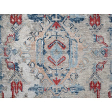 Load image into Gallery viewer, 8&#39;9&quot;x11&#39;9&quot; Shades Of Blue, Antiqued Tabriz Design, Distressed With Abrash, Zero Pile, Shaved Low, 100% Wool, Hand Knotted, Oriental Rug FWR60852