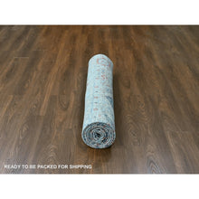 Load image into Gallery viewer, 8&#39;9&quot;x11&#39;9&quot; Shades Of Blue, Antiqued Tabriz Design, Distressed With Abrash, Zero Pile, Shaved Low, 100% Wool, Hand Knotted, Oriental Rug FWR60852