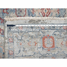 Load image into Gallery viewer, 8&#39;9&quot;x11&#39;9&quot; Shades Of Blue, Antiqued Tabriz Design, Distressed With Abrash, Zero Pile, Shaved Low, 100% Wool, Hand Knotted, Oriental Rug FWR60852