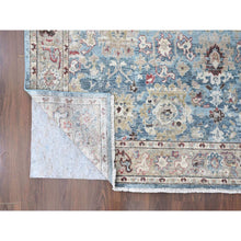 Load image into Gallery viewer, 7&#39;8&quot;x9&#39;8&quot; Maya Blue, Antiqued Tabriz With All Over Leaf Design, Distressed, Zero Pile, Shaved Low, Pure Wool, Hand Knotted, Oriental Rug FWR60876