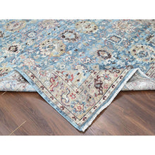 Load image into Gallery viewer, 7&#39;8&quot;x9&#39;8&quot; Maya Blue, Antiqued Tabriz with All Over Leaf Design, Distressed, Zero Pile, Shaved Low, Pure Wool, Hand Knotted, Oriental Rug FWR60876