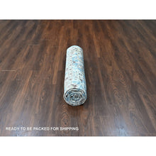 Load image into Gallery viewer, 7&#39;8&quot;x9&#39;8&quot; Maya Blue, Antiqued Tabriz with All Over Leaf Design, Distressed, Zero Pile, Shaved Low, Pure Wool, Hand Knotted, Oriental Rug FWR60876