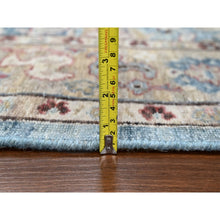 Load image into Gallery viewer, 7&#39;8&quot;x9&#39;8&quot; Maya Blue, Antiqued Tabriz with All Over Leaf Design, Distressed, Zero Pile, Shaved Low, Pure Wool, Hand Knotted, Oriental Rug FWR60876