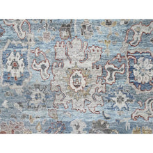 Load image into Gallery viewer, 9&#39;x11&#39;9&quot; Ruddy Blue, Antiqued Persian Ziegler Mahal Design, Distressed, All Over Leaf Pattern, Zero Pile, Shaved Low, 100% Wool, Hand Knotted, Oriental Rug FWR60882
